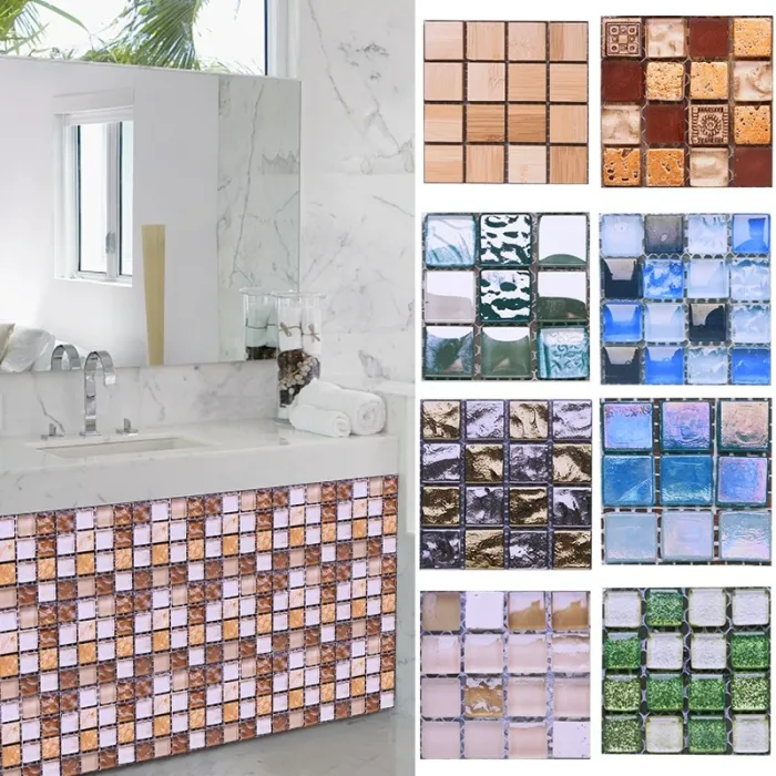 Wandaufkleber im Mosaik-Stil - wasserdichte selbstklebende Fliesen - 10 * 10 cm - 10 Stück