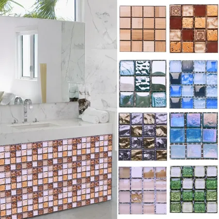 Mosaic style wall sticker - waterproof self adhesive tiles - 10 * 10 cm - 10 pieces