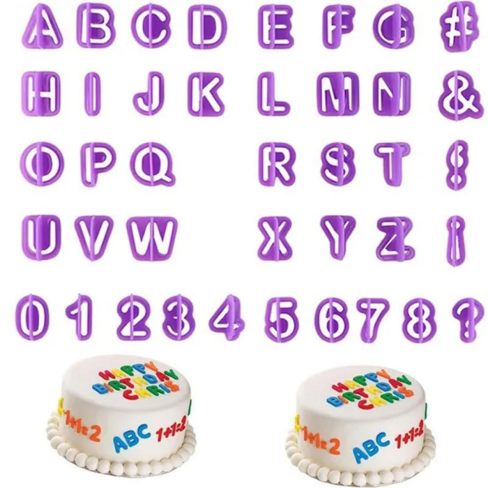 Kunststof cakevorm - koekjes uitsteker - alfabet letters/cijfers - 40 stuksBakvormen