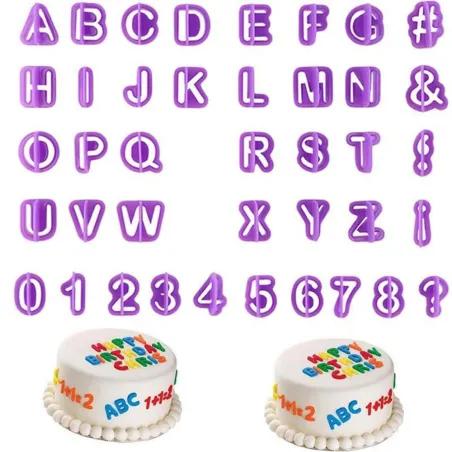 Kunststof cakevorm - koekjes uitsteker - alfabet letters/cijfers - 40 stuksBakvormen