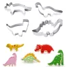 Cookie cutter mold - dinosaurs shaped - stainless steel - 4 pieces