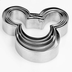 Cookie cutter mold - Mickey shaped - stainless steel - 5 pieces