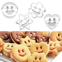 Ausstechform - Smiley - Hase / Auto / Boot - Edelstahl - 4 Stück
