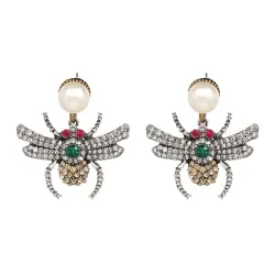 Fashionable stud earrings - crystals / bees