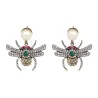 Fashionable stud earrings - crystals / bees