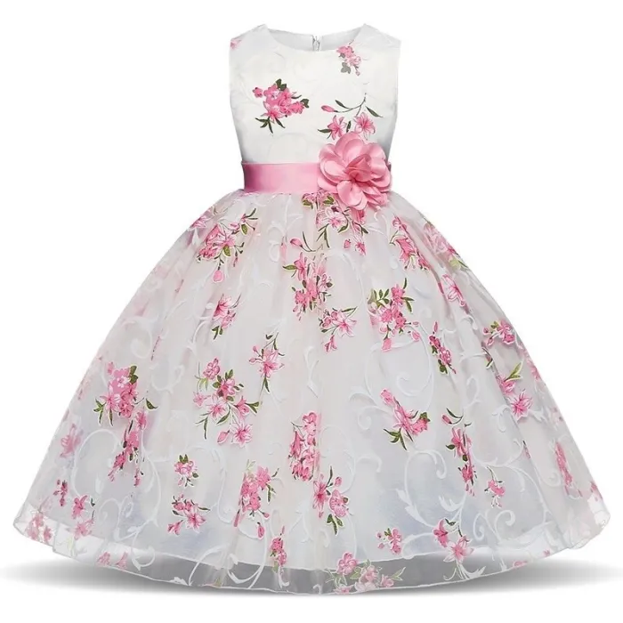 Luxus Mädchen Kleid - Blumenmuster & Schleife