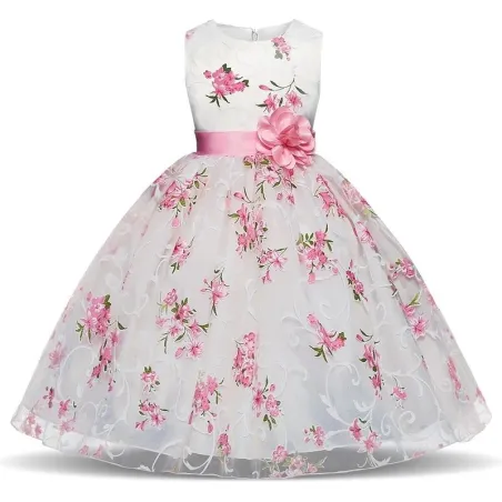 Luxus Mädchen Kleid - Blumenmuster & Schleife