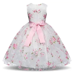 Luxus Mädchen Kleid - Blumenmuster & Schleife