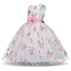 Luxus Mädchen Kleid - Blumenmuster & Schleife
