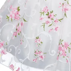 Lyxig tjejklänning - blommönster & rosett