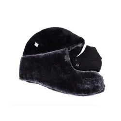 Warme leren wintermuts - met nek / gezichtsbedekking / oorkleppen - Russisch / Sovjet-badgeHoeden & Petten