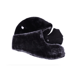 Warme Winter-Ledermütze - mit Hals- / Gesichtsbedeckung / Ohrenklappen - russisches / sowjetisches Abzeichen