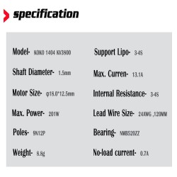 SKYSTARS KOKO - 1404 3000KV / 3800KV / 4600KV - borstelloze motor - voor FPV Racing DroneMotor