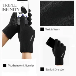 Warme elastische Winterhandschuhe - Mütze - Sturmhaube - Touchscreen-Fingerspitzen - rutschfest - Unisex