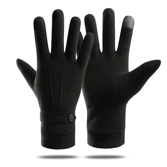 Gants chauds et élégants - fonction écran tactile - avec bouton décoratif