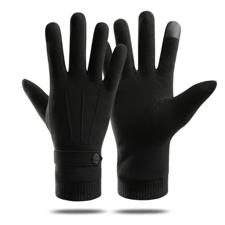 Gants chauds et élégants - fonction écran tactile - avec bouton décoratif