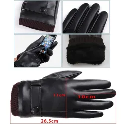Elegant leather men's gloves - touch screen function - windproof
