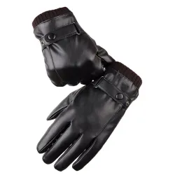 Elegant leather men's gloves - touch screen function - windproof