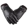 Elegant leather men's gloves - touch screen function - windproof