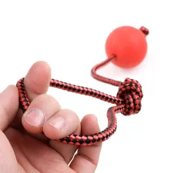 Gummiträningsboll för hundar - tandrengöring - med ett rep