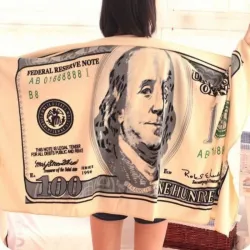 100 US dollar print - bath / beach towel - quick drying - 70 * 140cm