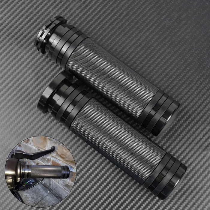 Motorcycle black handlebar grips - aluminum - for Harley VRSC XL XR Dyna Softail / 96-07 Touring - 25mm