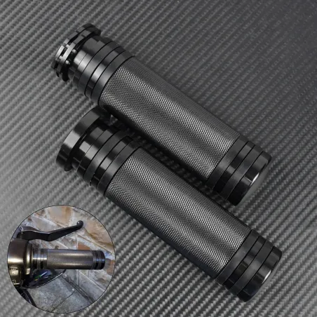 Motorrad Lenkergriffe schwarz - Aluminium - für Harley VRSC XL XR Dyna Softail / 96-07 Touring - 25mm