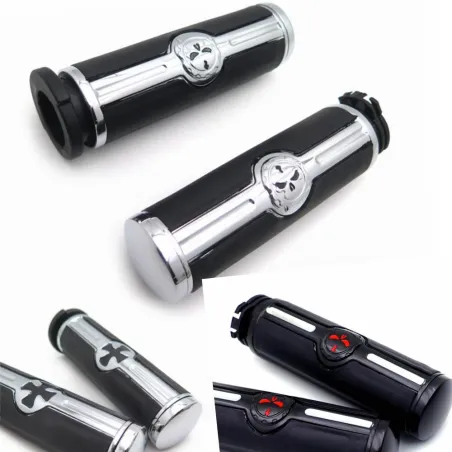 Motorcycle hand grips - skull - for Harley Davidson VRSC XL XR Dyna Softail YAMAHA - 25mmHand Grips & End