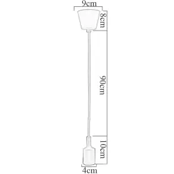 E27 - taklampshållare - sockel - silikonrep - 90cm