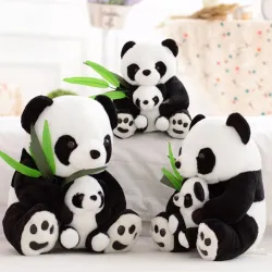 Maman panda avec un bébé panda - peluche - 25 cm