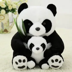 Maman panda avec un bébé panda - peluche - 25 cm