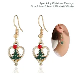 Arbre de Noël - Père Noël - Flocons de neige - Boucles d'oreilles métal Noël