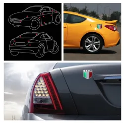 Drapeau italien - emblème de l'Italie - autocollant de voiture en métal