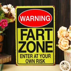 Plaques & SignsWarning Fart Zone - cartel de metal - póster