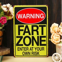 Warning Fart Zone - metalowy znak - plakat