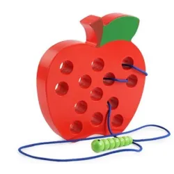 Montessori Lernspielzeug - Holzpuzzle - wurmfressendes Obst - Apfel / Birne / Wassermelone