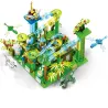 Marble race - with light - electric maze ball - building blocks - Jurassic dinosaur park / jungle world - toy