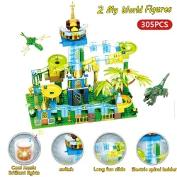 Marble race - with light - electric maze ball - building blocks - Jurassic dinosaur park / jungle world - toy