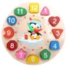 Educational toy - wooden digital clock - with geometric blocks
