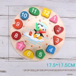 Lernspielzeug - Digitaluhr aus Holz - mit geometrischen Blöcken