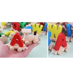 De maderaMini wooden train with alphabet - educational toy