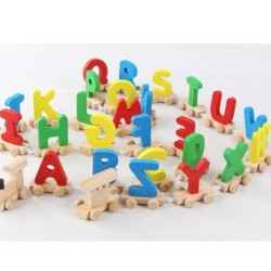Mini wooden train with alphabet - educational toy