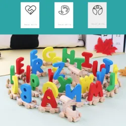 De maderaMini wooden train with alphabet - educational toy