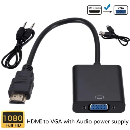 CablesHD 1080P HDMI to VGA cable - adapter - converter with audio power supply