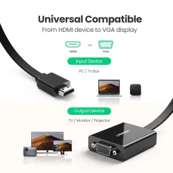 UGREEN - actieve HDMI naar VGA-adapter - met 3,5 mm audio-aansluiting - 1080PKabels
