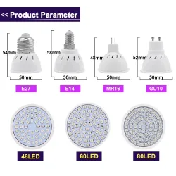 LED Pflanzenlampe - Glühbirne - Hydroponik - Vollspektrum - E27 / E14 / MR16/ GU10 - 220V - 2 Stück