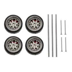 1/64 - modifizierte Räder - Gummireifen mit Achsen / Endkappen - für RC-Cars - 4 Stück