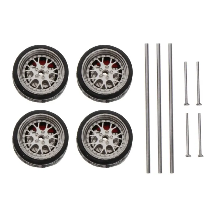 1/64 - gemodificeerde wielen - rubberen banden met assen / eindkappen - voor RC auto's - 4 stuksR/C Auto