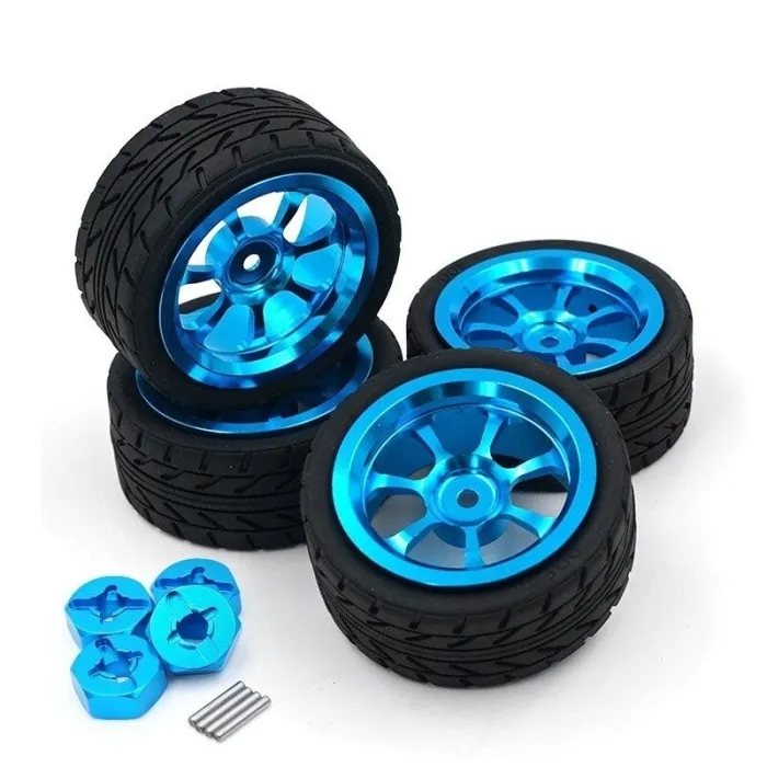 Alufelgen - Reifen Räder / Sechskantadapter - für 1/18 Wltoys RC-Cars - aufgerüstet - 4 Stück
