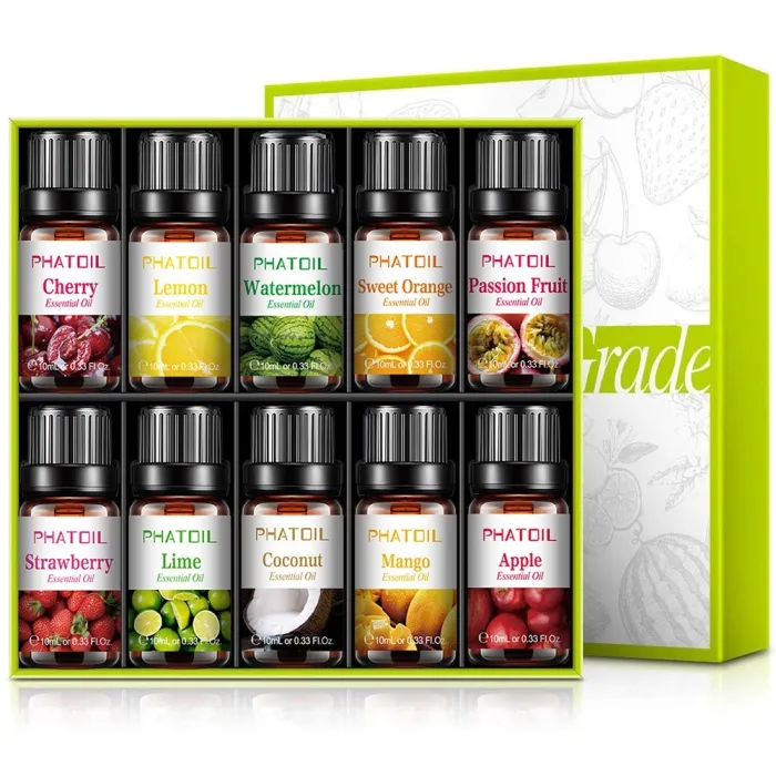 Ätherische Fruchtöle - Erdbeere / Mango / Wassermelone / Maracuja - für Diffusoren / Bäder / Kosmetik - 10 Stück